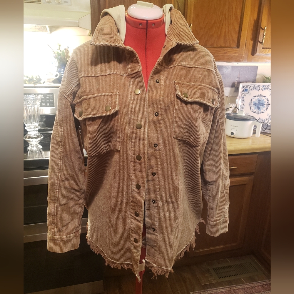 Corduroy jacket frayed ends sized medium